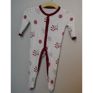 Kyte Baby Newborn Bamboo Footie Sleeper Holly Berry Print